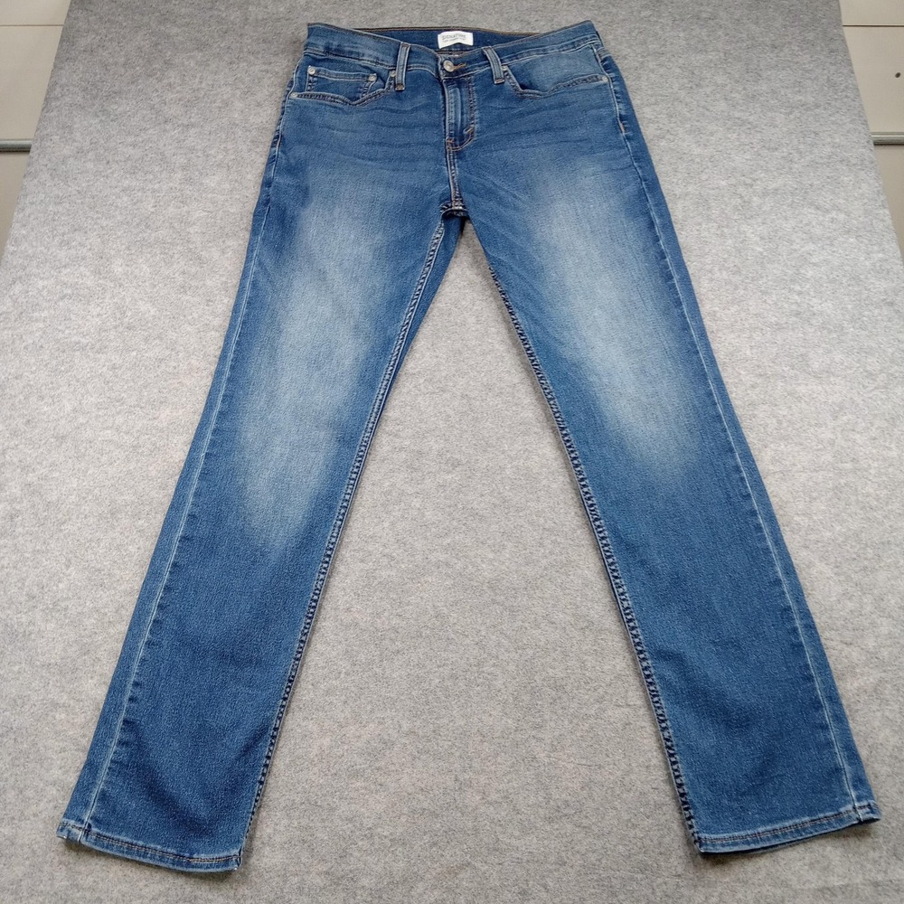 Levi Jeans Mens 32x31 Blue Straight Leg Stretch Denim Signature Strauss Fading